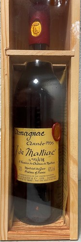 Lot 1246 - J. de Malliac, Armagnac 1935, 70cl, numbered...