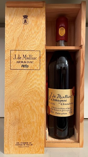 Lot 1253 - J. de Malliac, Armagnac 1950, 70cl, numbered...