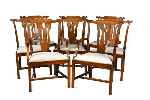 Lot 529 - A set of eight George III style mahogany dining chairs