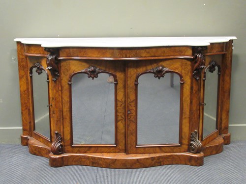 Lot 467 - A Victorian burr-walnut marble topped credenza,...