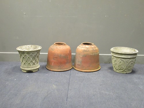 Lot 579 - Two bell-shaped terracotta rhubarb forcers,...