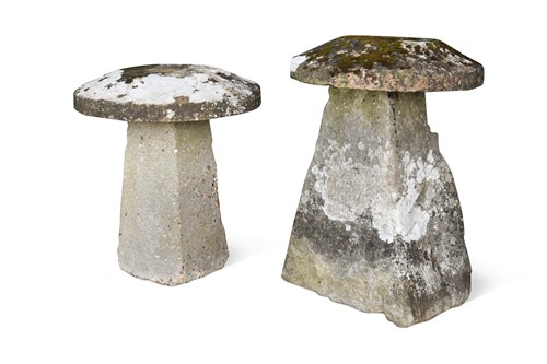 Lot 603 - Two staddle stones, one with later composite base