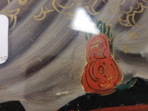 Lot 294 - A Japanese reverse glass painting, full length...