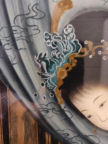 Lot 294 - A Japanese reverse glass painting, full length...