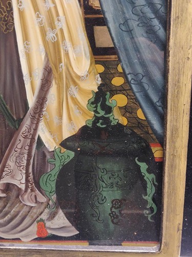 Lot 294 - A Japanese reverse glass painting, full length...