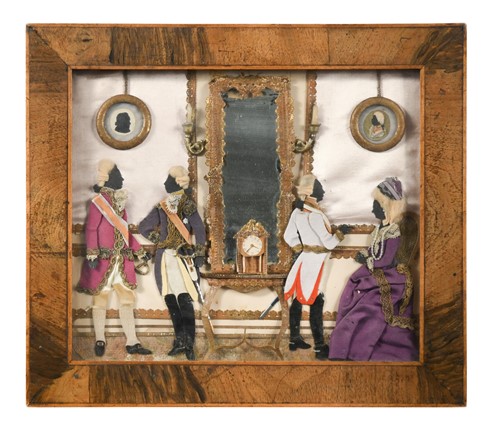 Lot 474 - A collaged courtly vignette, German, first half of the 19th century