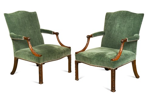 Lot 373 - A pair of George III mahogany library armchairs, circa 1760