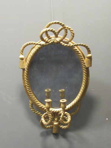 Lot 479 - A 19th century gilt wood rope twist girandole...
