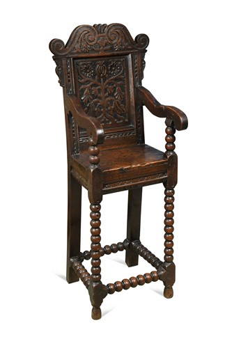 Lot 231 - An oak child's chair, 17th century and later