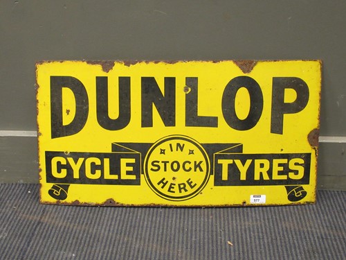 Lot 577 - An enamel Dunlop advertising sign, 36 x 69cm