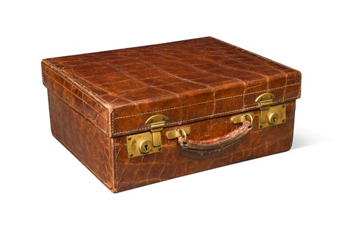 Lot 556 - A vintage crocodile skin case by Barker's of Kensington, circa 1930