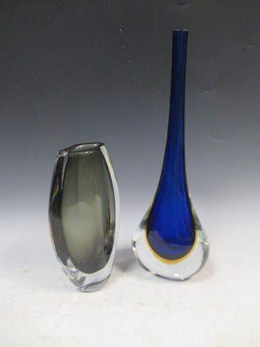 Lot 85 - An Orrefors smoky glass vase, 26cm high and a...
