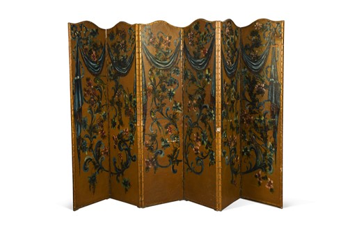 Lot 333 - A six fold leather screen, early 20th century