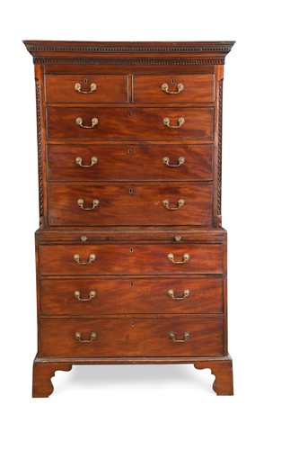 Lot 371 - A George III mahogany chest-on-chest