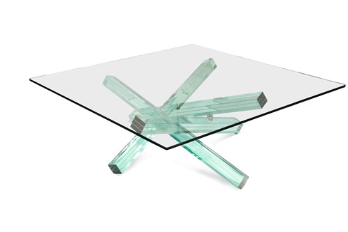 Lot 218 - After Maurice Barilone, a contemporary square glass coffee table
