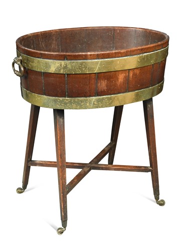 Lot 415 - A George III brass bound mahogany wine cooler