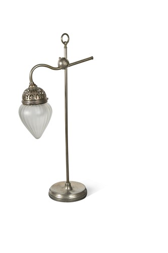 Lot 390 - A polished steel swan-neck desk lamp, 19th century