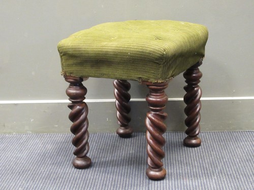 Lot 416 - A mahogany barley twist leg stool, 49 x 42 x 47cm