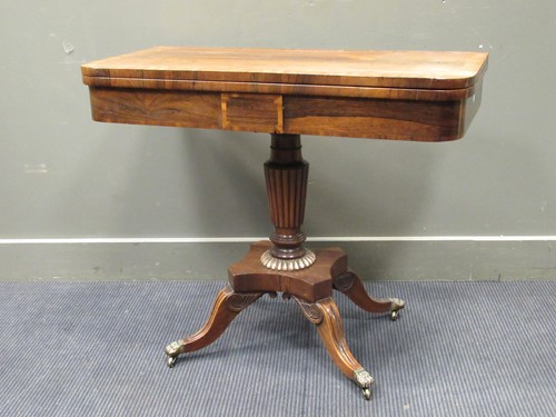 Lot 507 - A Regency rosewood card table, the fold over...