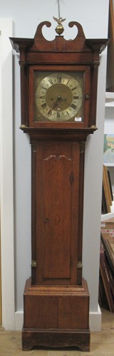 Lot 573 - JOHN LAMPREY of Banbury, an oak long case...