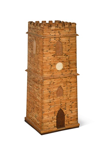 Lot 316 - A folk-art matchstick money box, possibly prisoner-of-war, 20th century