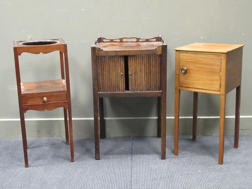 Lot 462 - A 19th century tambour fronted night cupboard...