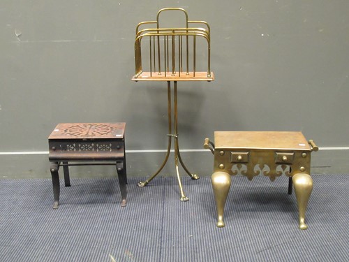 Lot 469 - A 19th century style brass footman on cabriole...
