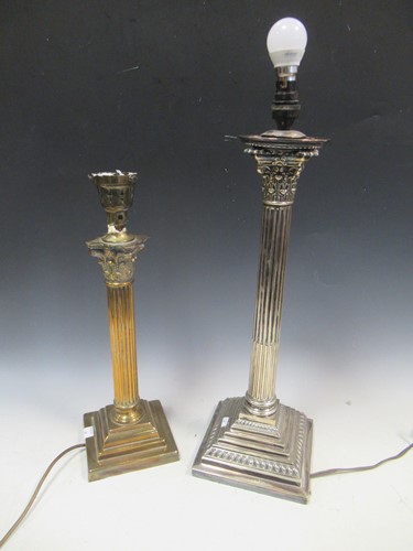 Lot 533 - Two corinthian column table lamps 57cm and...