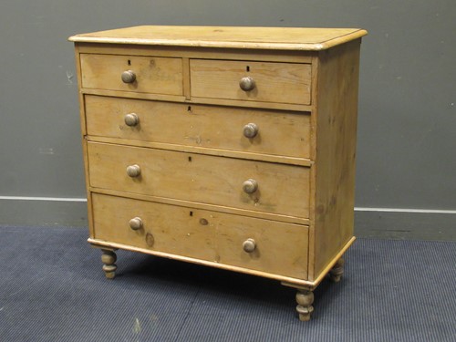 Lot 419 - A late Victorian pine chest of drawers,...