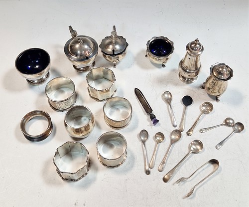 Lot 216 - A collection of silver cruets and spoons...