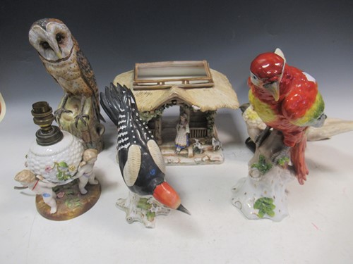 Lot 55 - A Sitzendorf parrot; together with another...