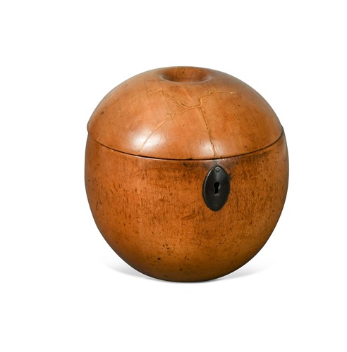 Lot 271 - A fruitwood apple-shaped tea caddy, early 19th century