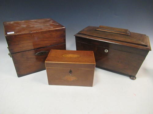 Lot 12 - A 19th century rosewood sarcophagus tea caddy,...