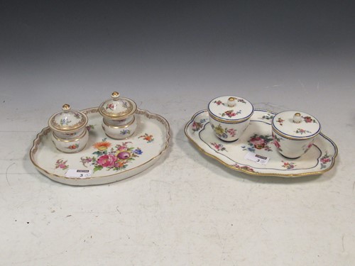 Lot 3 - Two 19th century porcelain inkstands, both...