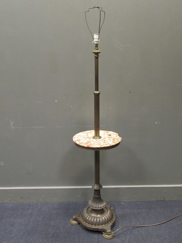 Lot 493 - A Victorian brass standard lamp with marble...