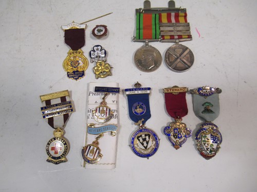 Lot 106 - Three silver and enamelled Masonic Steward...