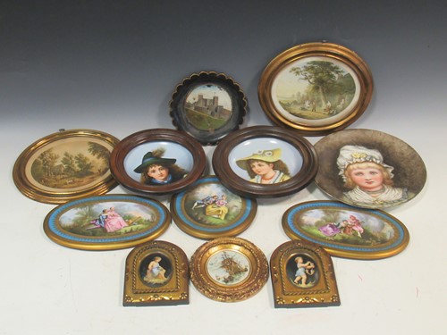 Lot 60 - Three Sevre style plaques, largest 15 x 24cm;...