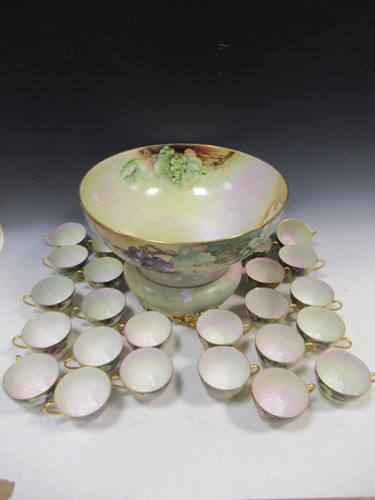 Lot 20 - A Bavarian fruiting vine painted porcelain...