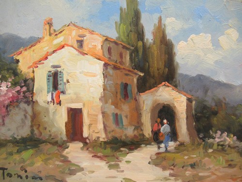Lot 373 - A House in a Mediterranean oil on panel...