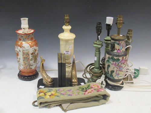 Lot 145 - Six various table lamps including 2 Japanese...