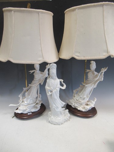 Lot 82 - A pair of blanc de chine lampshades; together...