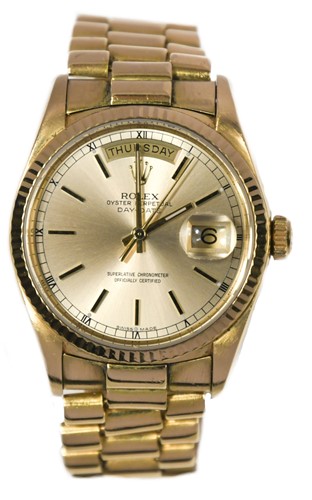 Lot 351A - Rolex - An 18ct gold 'Oyster Perpetual Day-Date 36' wristwatch