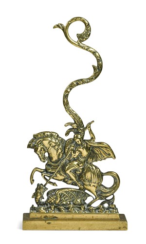 Lot 296 - A brass door stop, 19th century