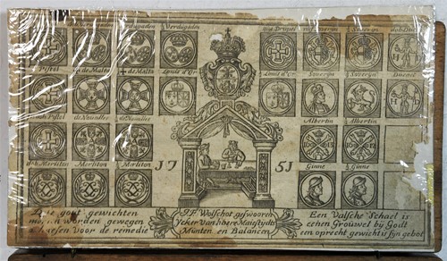 Lot 419 - A Dutch 'money-changers' coin scale and weights by Joannes Franciscus Wolschot, dated 1751