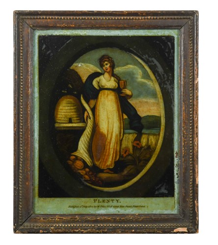 Lot 258 - A collection of three pastoral reverse glass mezzotints, early 19th century