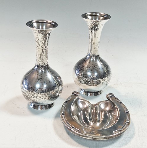 Lot 191 - A pair of silver flower vases and a silver...