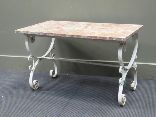 Lot 574 - A 20th century wrought iron marble-topped...