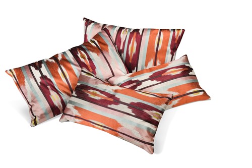 Lot 480 - Four handmade Zoffany silk on cotton ikat fabric scatter cushions