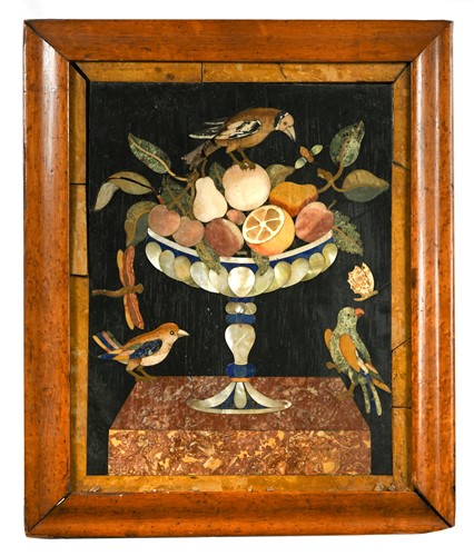 Lot 278 - A pietra dura rectangular plaque, 19th century