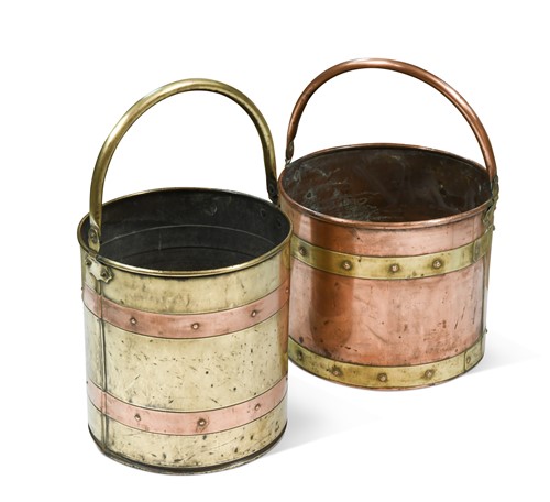 Lot 530 - A matched pair of brass and copper log bins, late 19th century